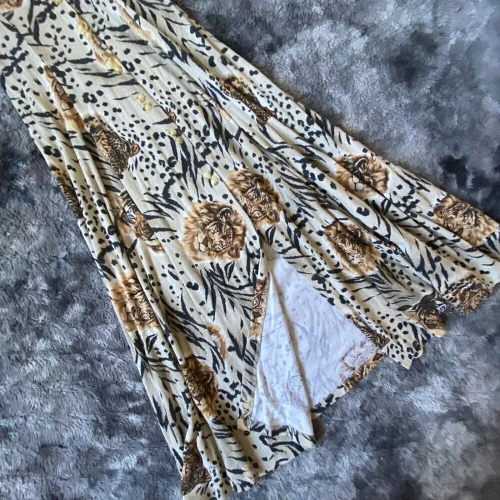 VTG La Fete Jungle Print Midi Dress